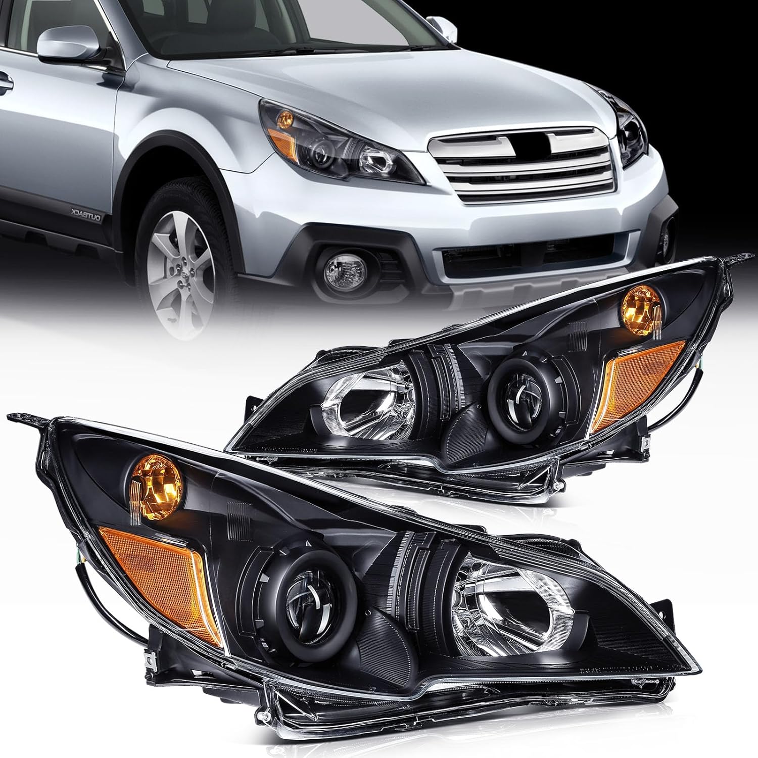 ECCPP Projector Headlight Assembly for Subaru Legacy 2010-2014,For Subaru Outback 2010-2014 Driver and Passenger Side Headlamps