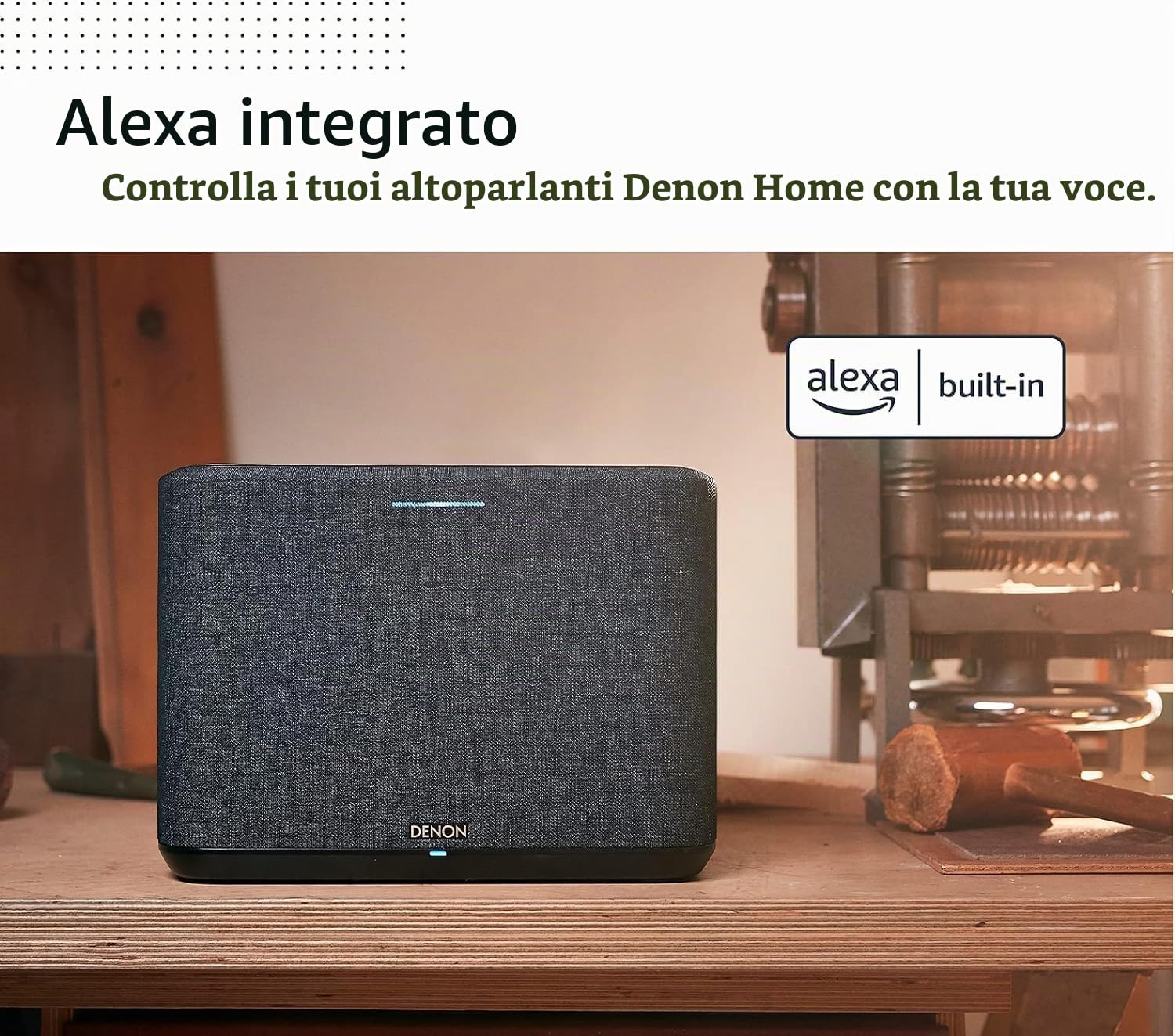 DENON HOME250, Diffusore compatto con Bluetooth, Diffusore HiFi wireless con Alexa integrata, Bianco