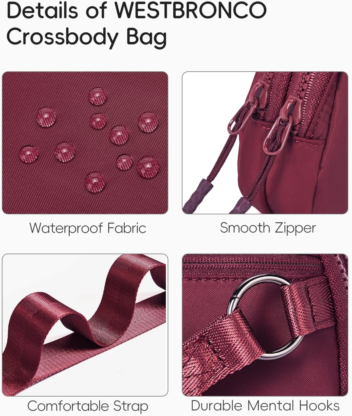 WESTBRONCO Small Crossbody Bags for Women Nylon with Adjustable Strap, Zipper Crossbody Purse, 1L Shoulder Bag for Travel - Image 5