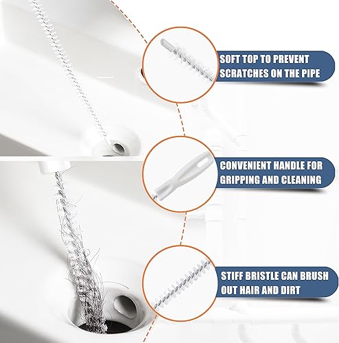 Miniatura 6 de 35.5inch Drain Clog Remover(1pcs), 25inch Drain Snake Hair Remover(6pcs) ＆ Cleaning Brush(2pcs), Hair Catcher Drain Auger Cleaner Tool Set For