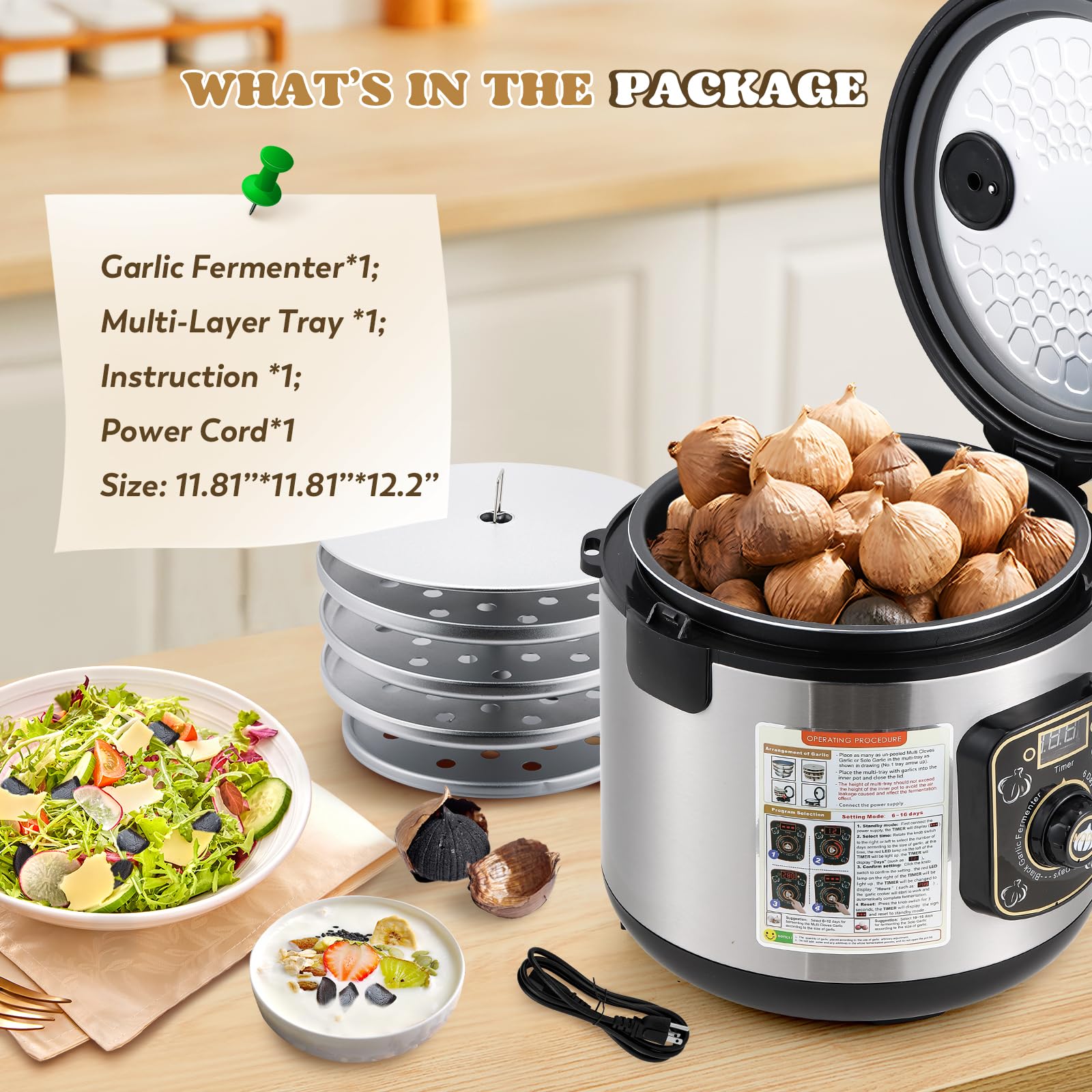 Fermentador de ajo negro de 8 litros, máquina de fermentación de ajo negro, fácil operación con un solo botón, máquina automática inteligente de ajo negro de gran capacidad con control de 7