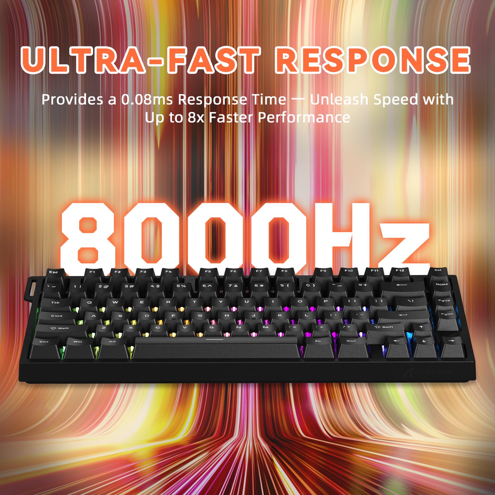 ATTACK SHARK R82 HE Tastiera Rapid Trigger 8000Hz, Precisione RT di 0,005mm, Tastiera Gaming RGB Cablata al 75%, Switch Magnetici, Attuazione Regolabile, Snap Tap, per PC/Mac, Nero