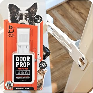 Door Buddy Cat Door Prop: Dog-Proof Adjustable Latch Holder for Litter Box & Feeding Station - Easy Pet Gate Alternative