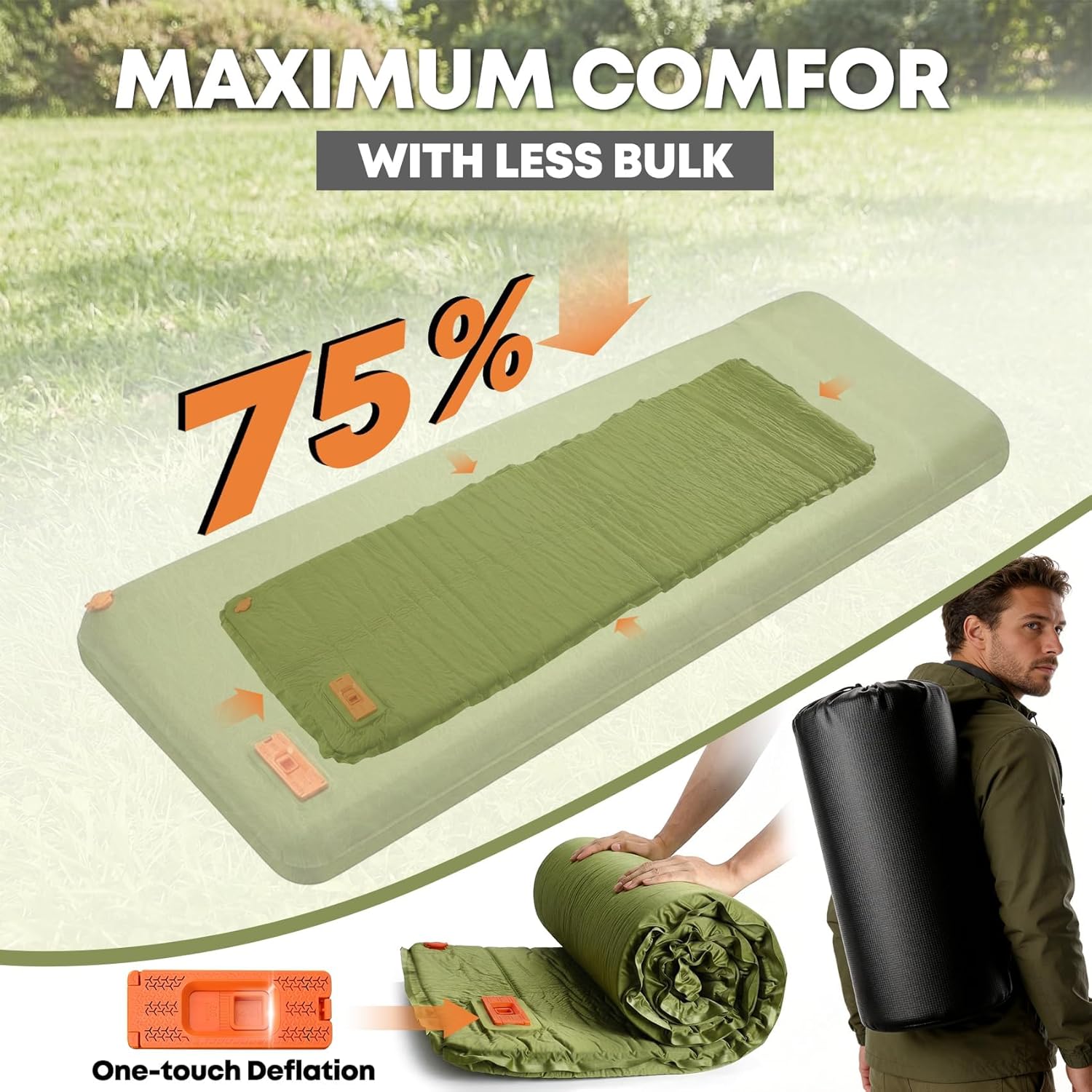 Self Inflating Foam Sleeping Pad with Electric Pump, 4" Ultra-Thick Memory Foam Camping Air Mattress, 9.5 R-Value 4 Season Camping Mattress Pad with Built-in Pillow, Camping Gear for Tent Travel Car