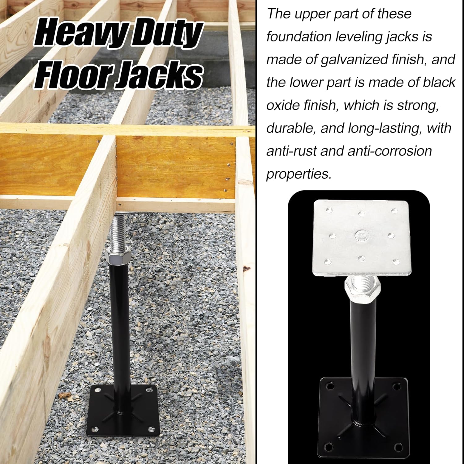 Screw Jacks Floor Jacks, 11"-16" Small Floor Jack Stands, House Floor Jacks Post Pole for Leveling, Adjustable Floor Joist Support Jack for House Foundation Temporary Support