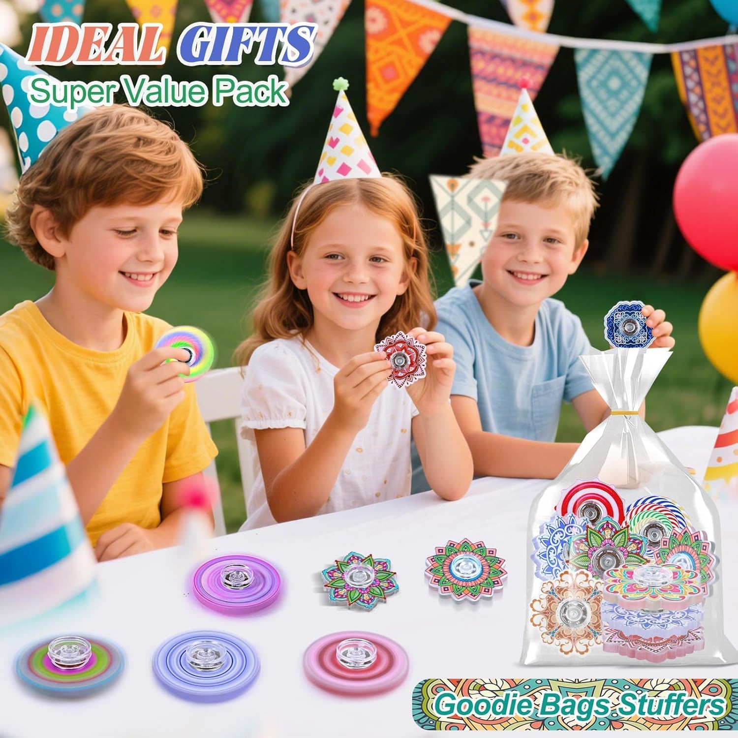50 Pack Fidget Spinner for Kids Mini Sensory Fidget Toys Bulk Adults Kids with Autism ADHD, Anxiety Toys Stress Relief Fidgets Classroom Prizes Birthday Party Favors Pinata Stuffers Treasure Prize Box