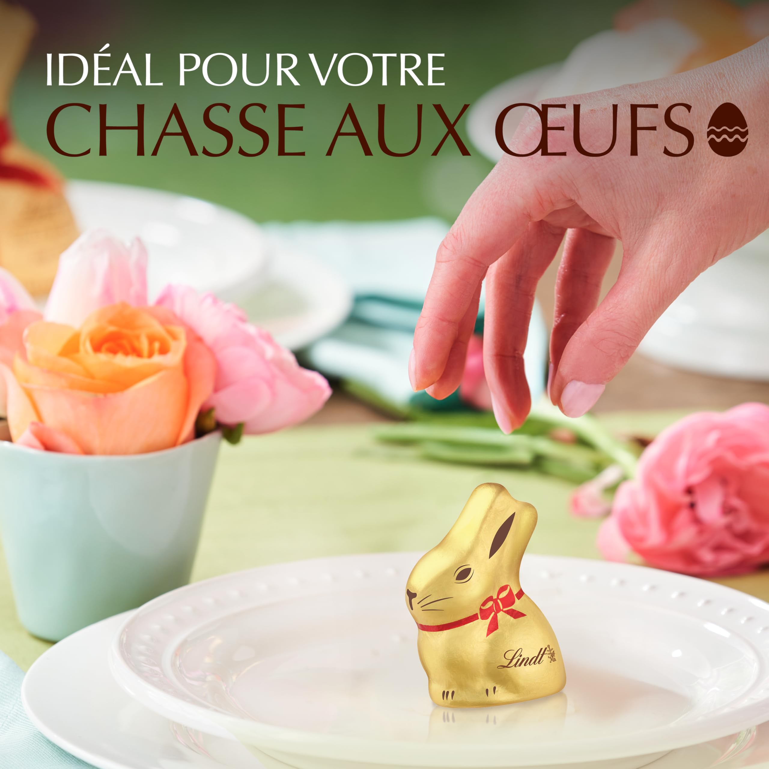 Lindt - Barette de 5 Mini-moulages LAPIN OR - Chocolat au Lait - Idéal pour Pâques, 5x10g - 5