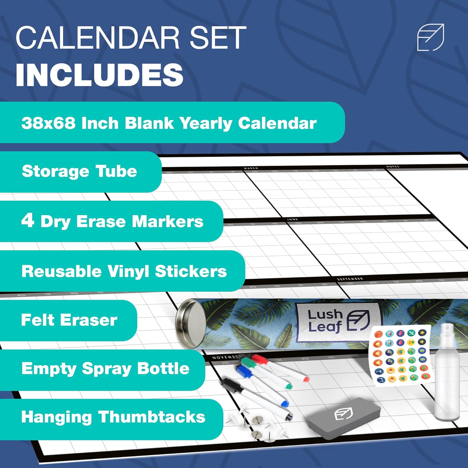 Calendario De Pared Grande De Borrado En Seco - 38 X 26 PuLG