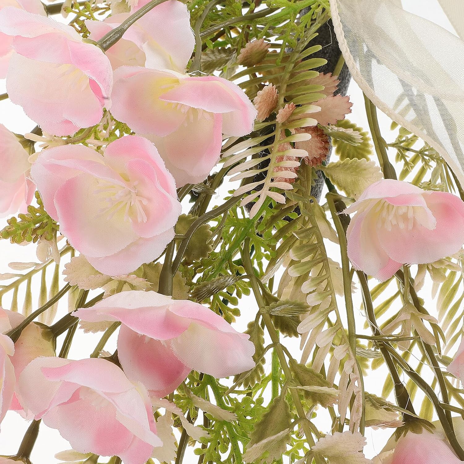 Faux Flower Wreath Pink Door Garland Spring Outdoor Decoration Floral Swag for Wedding and Holiday Front Door Décor