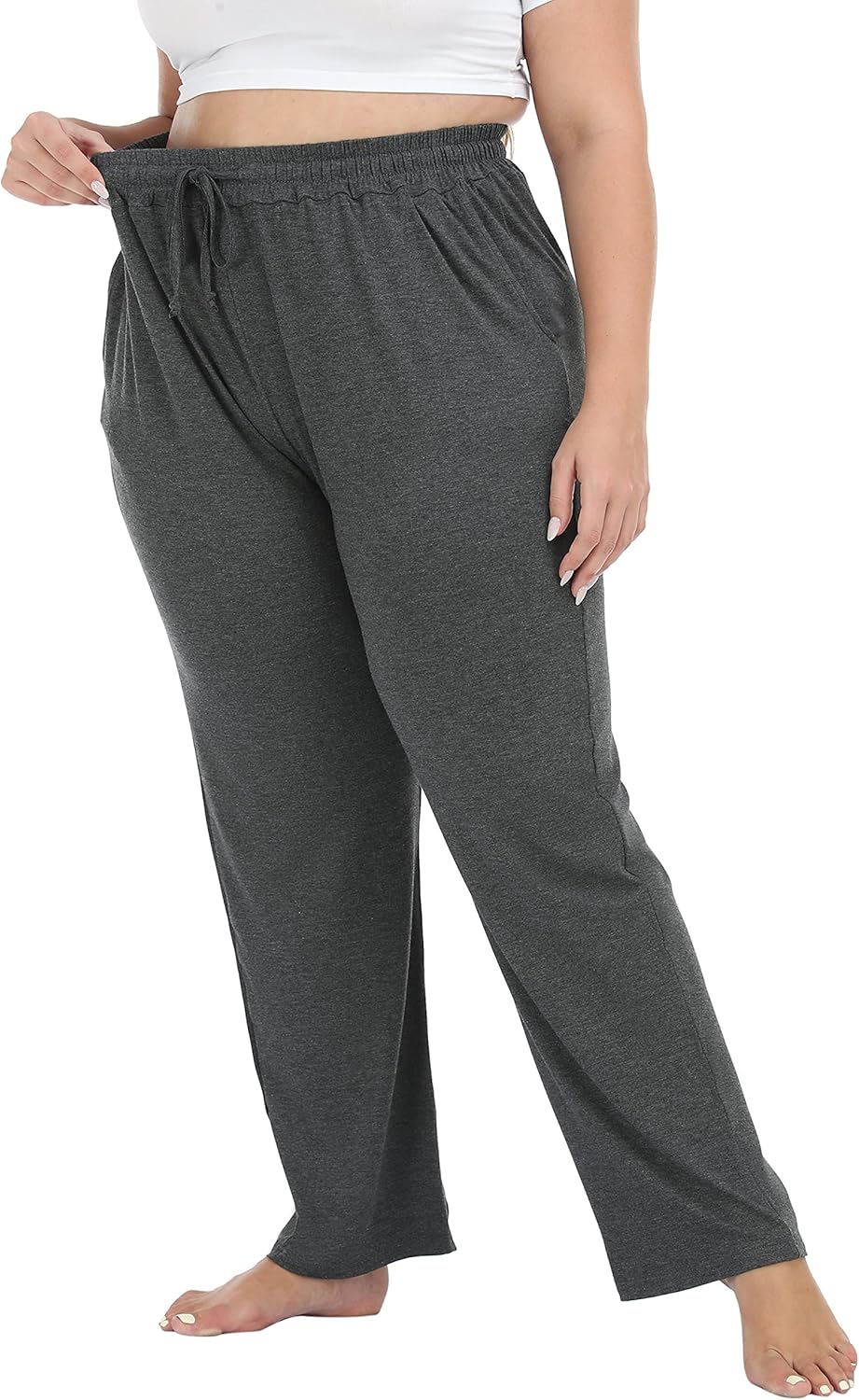 LIGHTBACK Women's Plus Size Joggers Pants Loose Comfy Sweatpants Casual Lounge Yoga Pants Drawstring with Pockets - Image 3