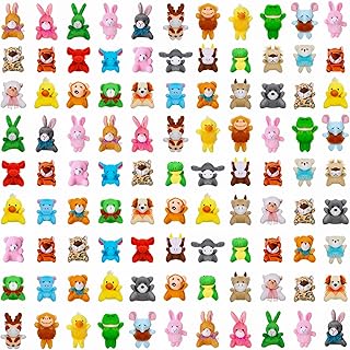 Deekin 100 Pack Mini Stuffed Animals Bulk Small Plush Animal Toys Tiny Stuffed Animals Critter Keychain Set for Kids Party Favors Claw Machine Filler School Prizes Gift Bags Fillers (Jungle Animals)