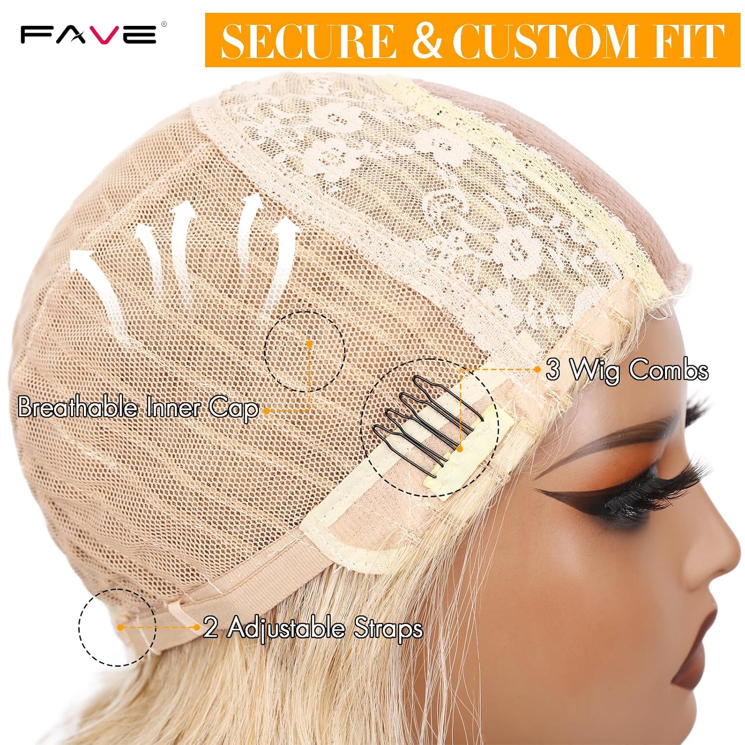 FAVE 14 Inches Wavy Bob Wig Blonde Wig with Bangs Synthetic Heat Resistant Bob Wigs for Women Hair Replacement Wigs Daily Party Use