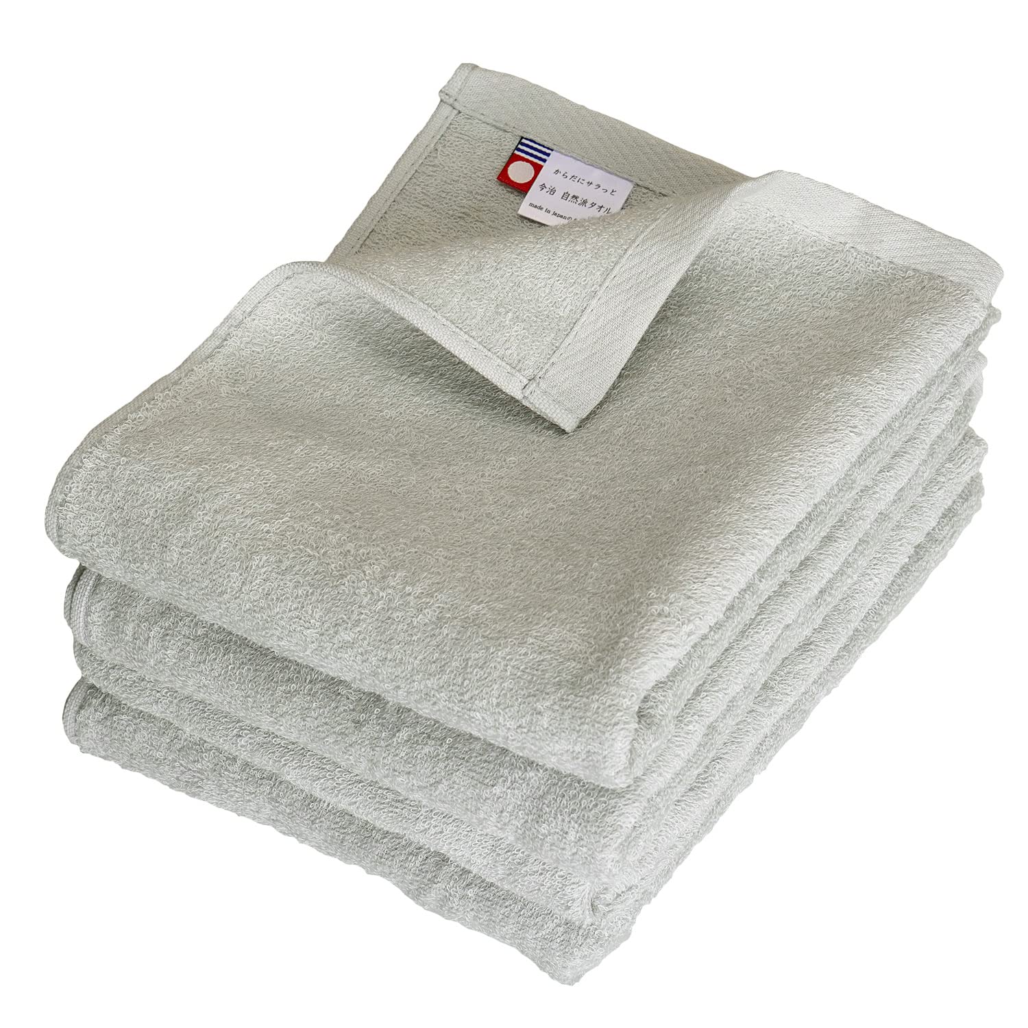 OruTa (オルタ) Face Towels, Imabari, Set of 4, Lightweight, Quick-Drying, Not Bulky, 200 Ne Japan-Made, Natural, Sports, Hand Wash, Bath, 100% Cotton, Gray
