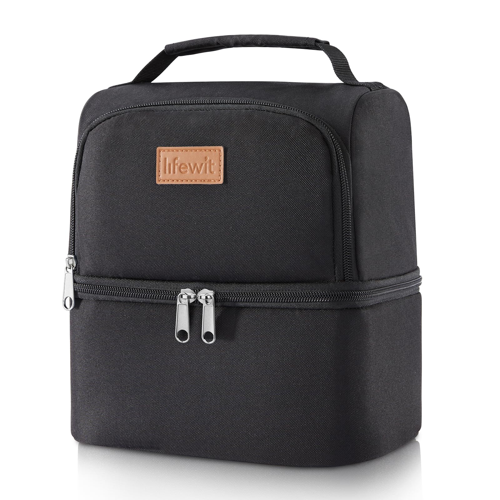 Lifewit Double Compartment Cooler Bag for Men Women, Insulated Water Resistant Waterproof Bento Box, Thermal Lunch Box for Work, School and Picnic, 7L, Black