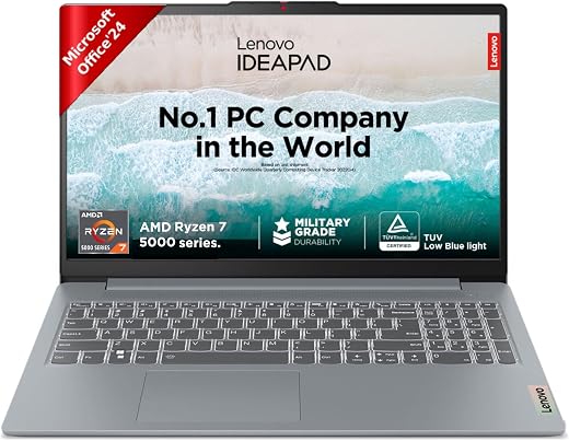 Lenovo IdeaPad Slim 3 Ryzen 7 5825U 15.6" (39.6cm) FHD Thin and Light Laptop (16GB RAM/512GB SSD/Integrated AMD Radeon Gra...