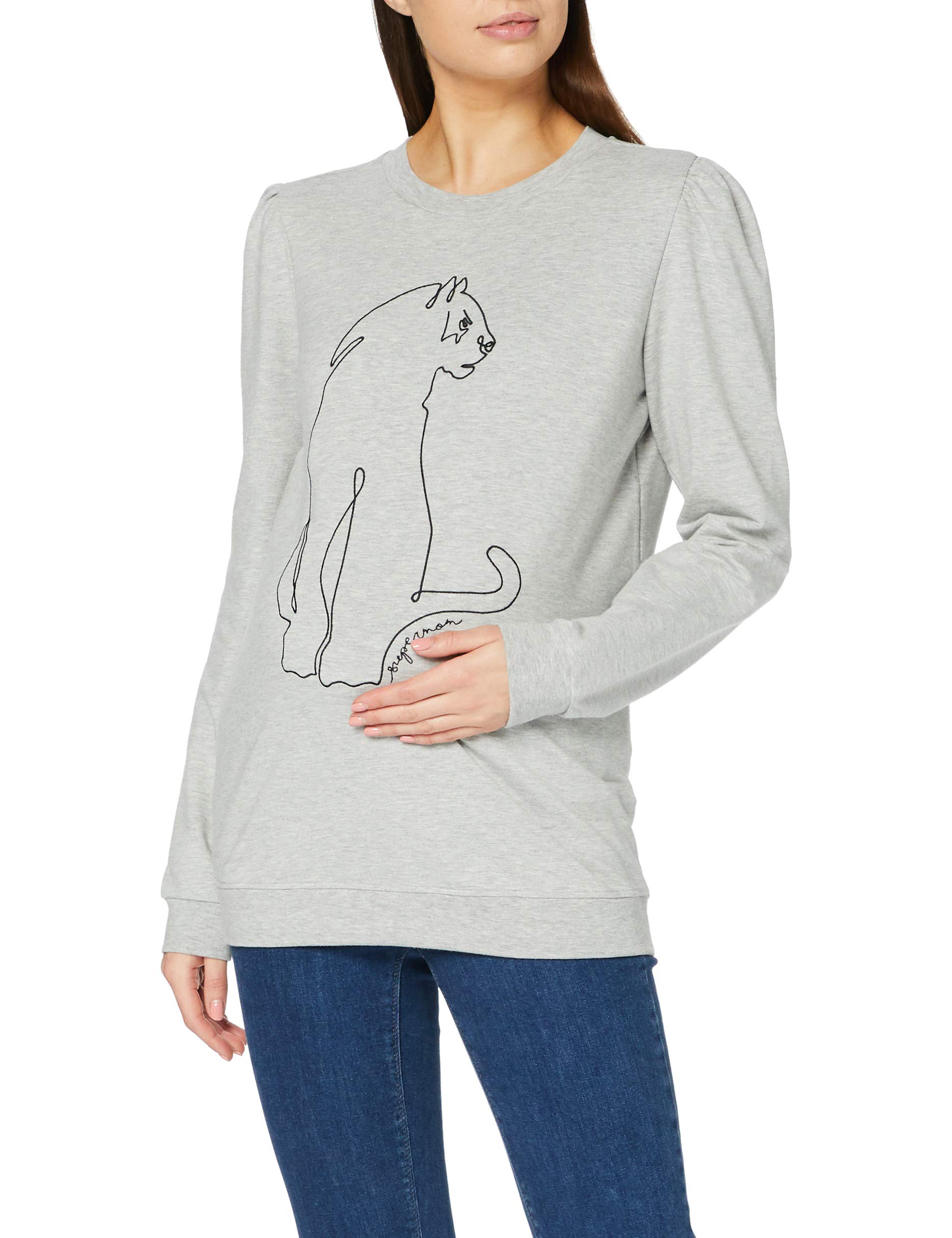 Supermom Damen Sweater Ls Leopard Grey Pullover