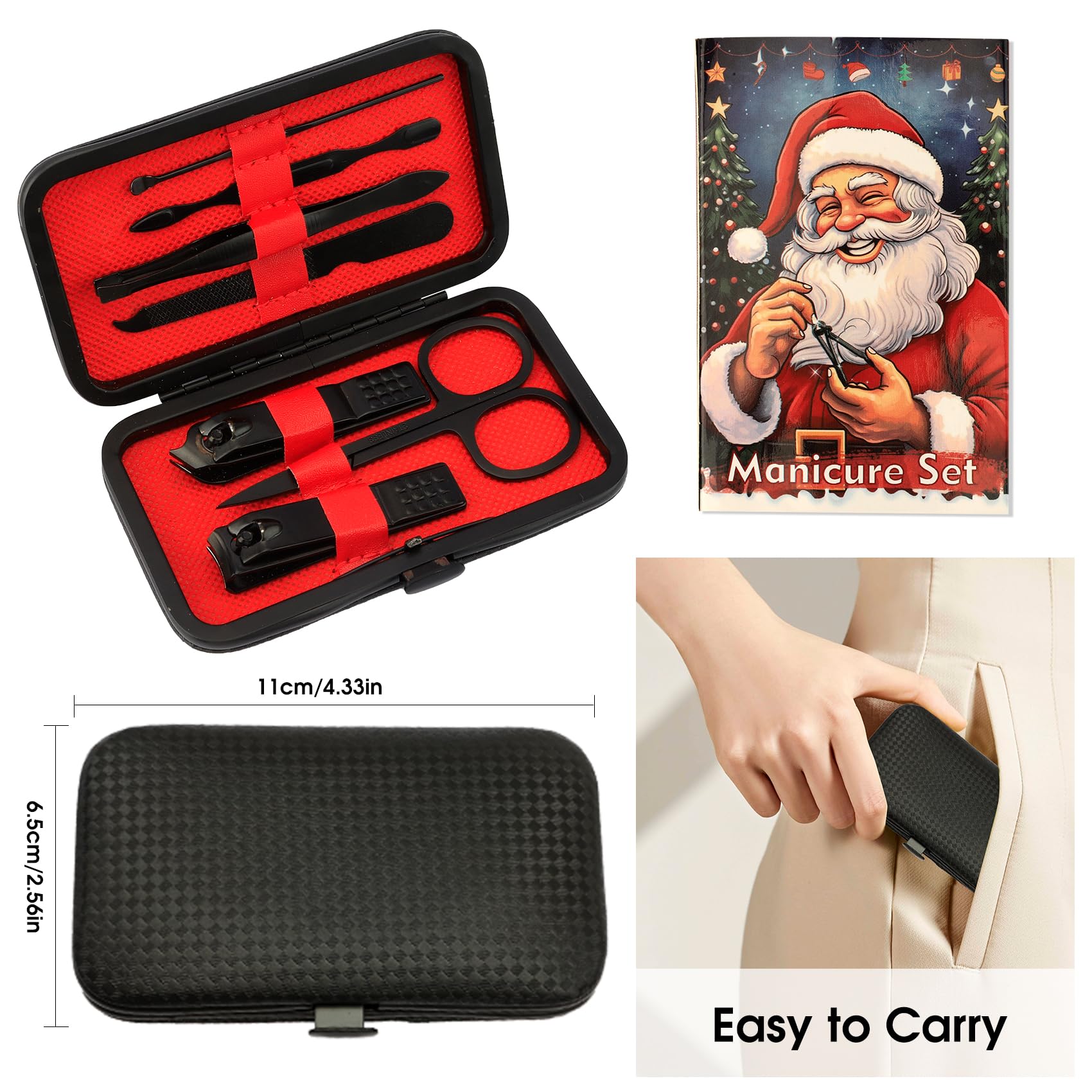Juego de manicura, kit de manicura para hombres, divertidos rellenos de calcetines de Navidad para hombres y mujeres, regalos de Navidad para mamá, papá, marido, esposa, colegas, juego de cortaúñas