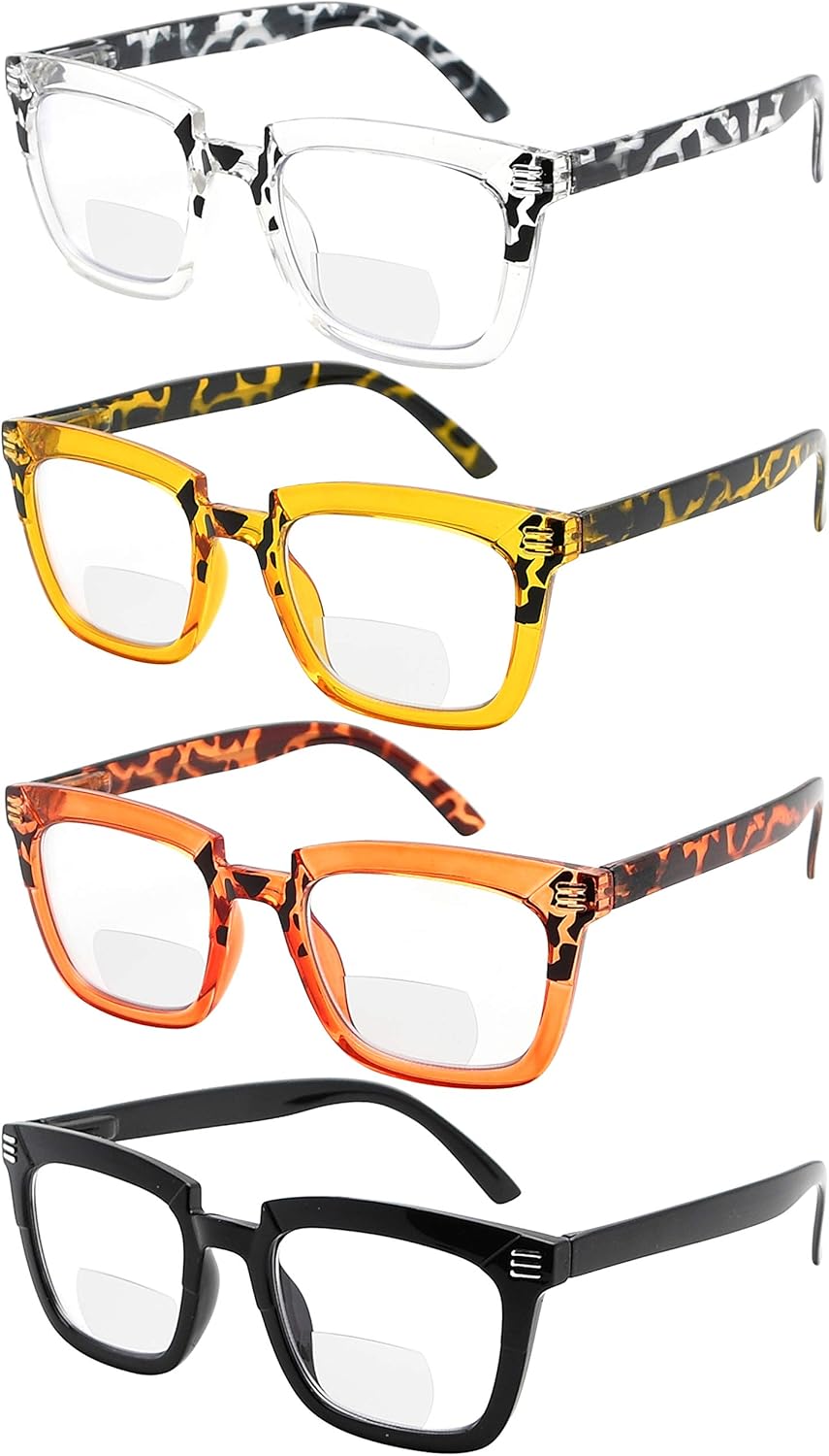 Eyekepper 4-Pack Bifocal Reading Glasses for Women - Ladies Bifocal Readers