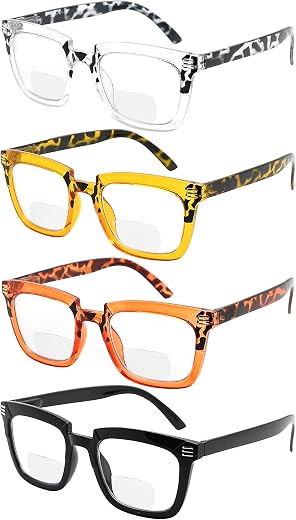 Eyekepper 4-Pack Bifocal Reading Glasses for Women - Ladies Bifocal Readers