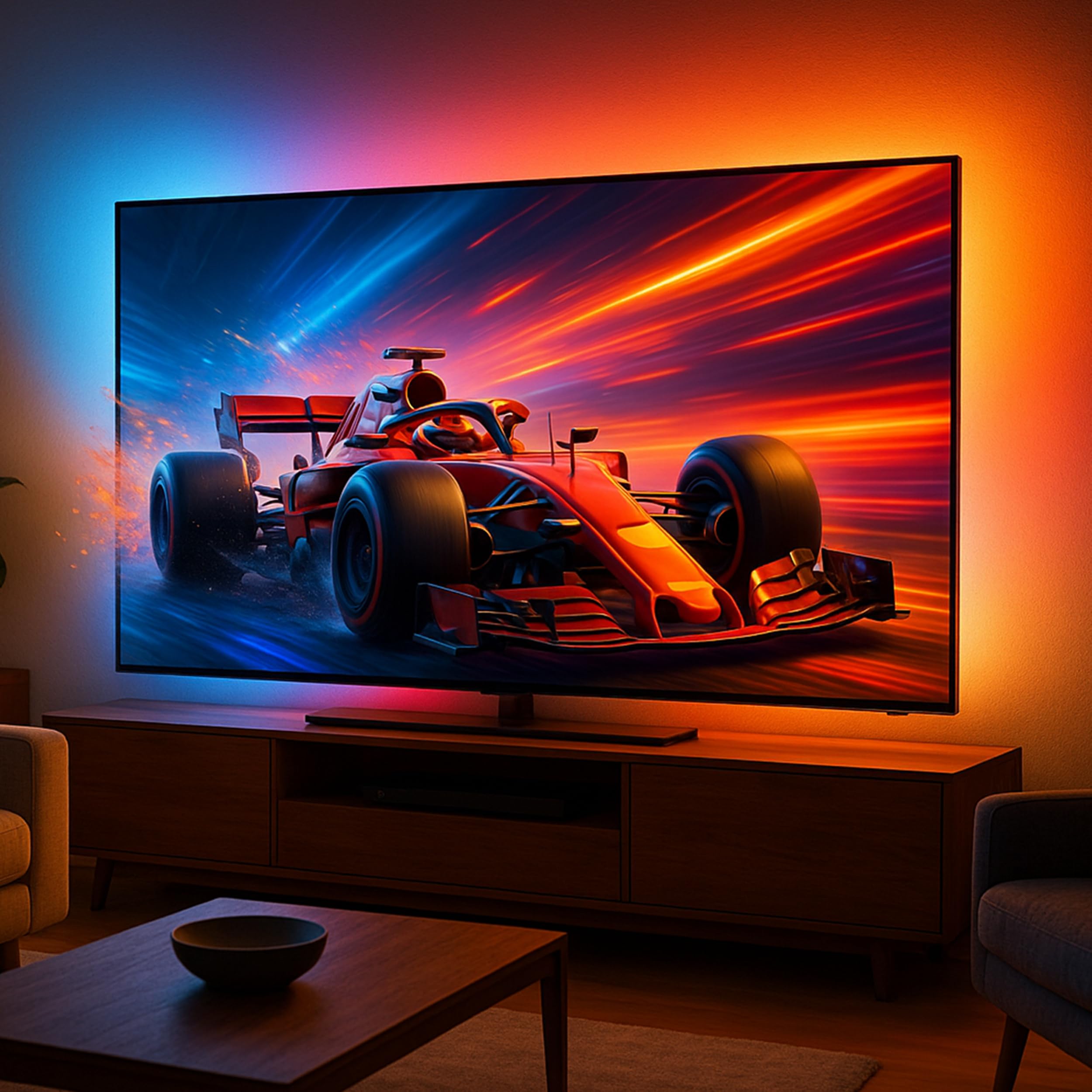 Calex Smart HDMI Sync Box, inclusa striscia LED TV da 2,45 m, per TV da 55-65", retroilluminazione sincronizzata per gaming e film