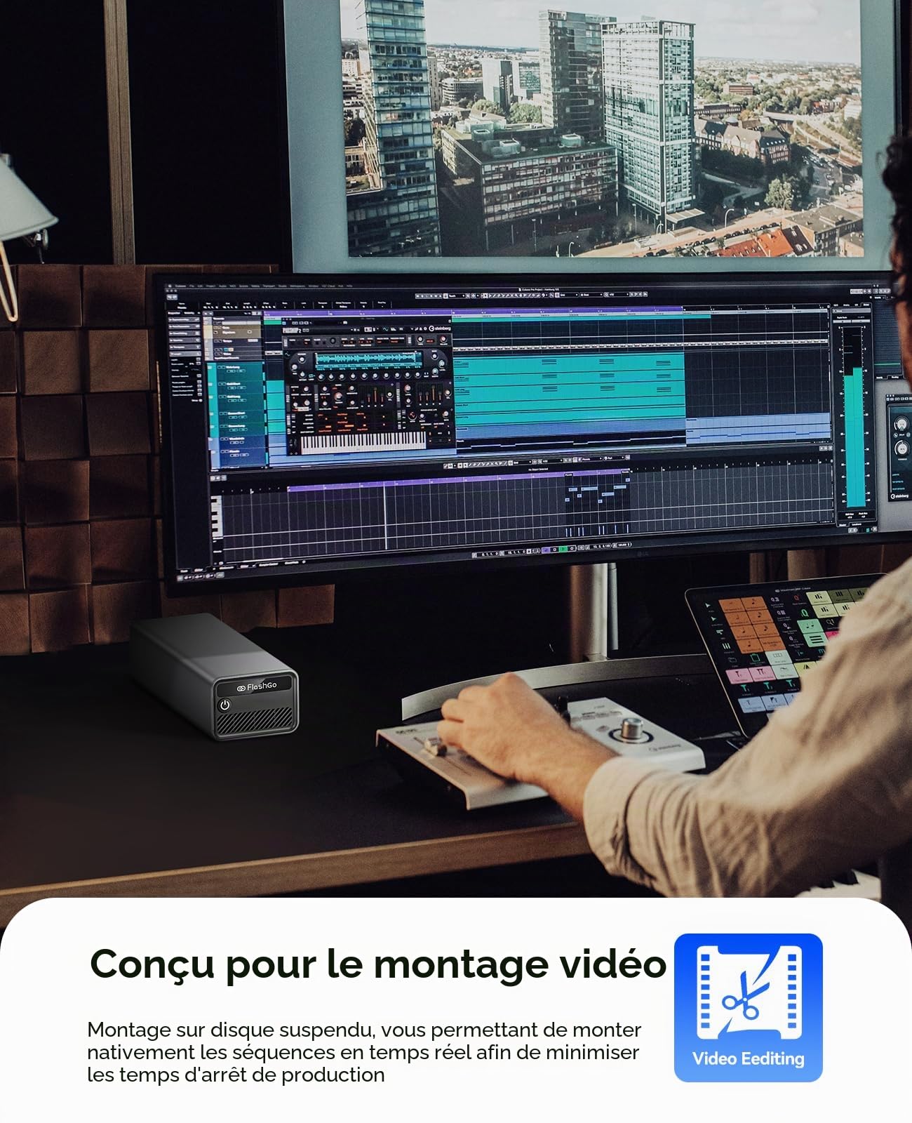 ORICO FlashGo 4To SSD Externe jusqu'à 3200 Mo/s, Thunderbolt 4 (40 Gbps), USB-C (10 Gbps) Disque Dur Externe SSD avec Ventilateur Intégré pour Montage Vidéo sur Mac Mini et MacBook FG02