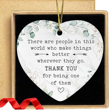 Pawzity Thank You Gifts - Employee Appreciation Gifts - Appreciation Gift for Women Boss Coworker Teacher Nurse - Inspirational Farewell Goodbye Going Away Gift - Ceramic Thank You Christmas Ornament