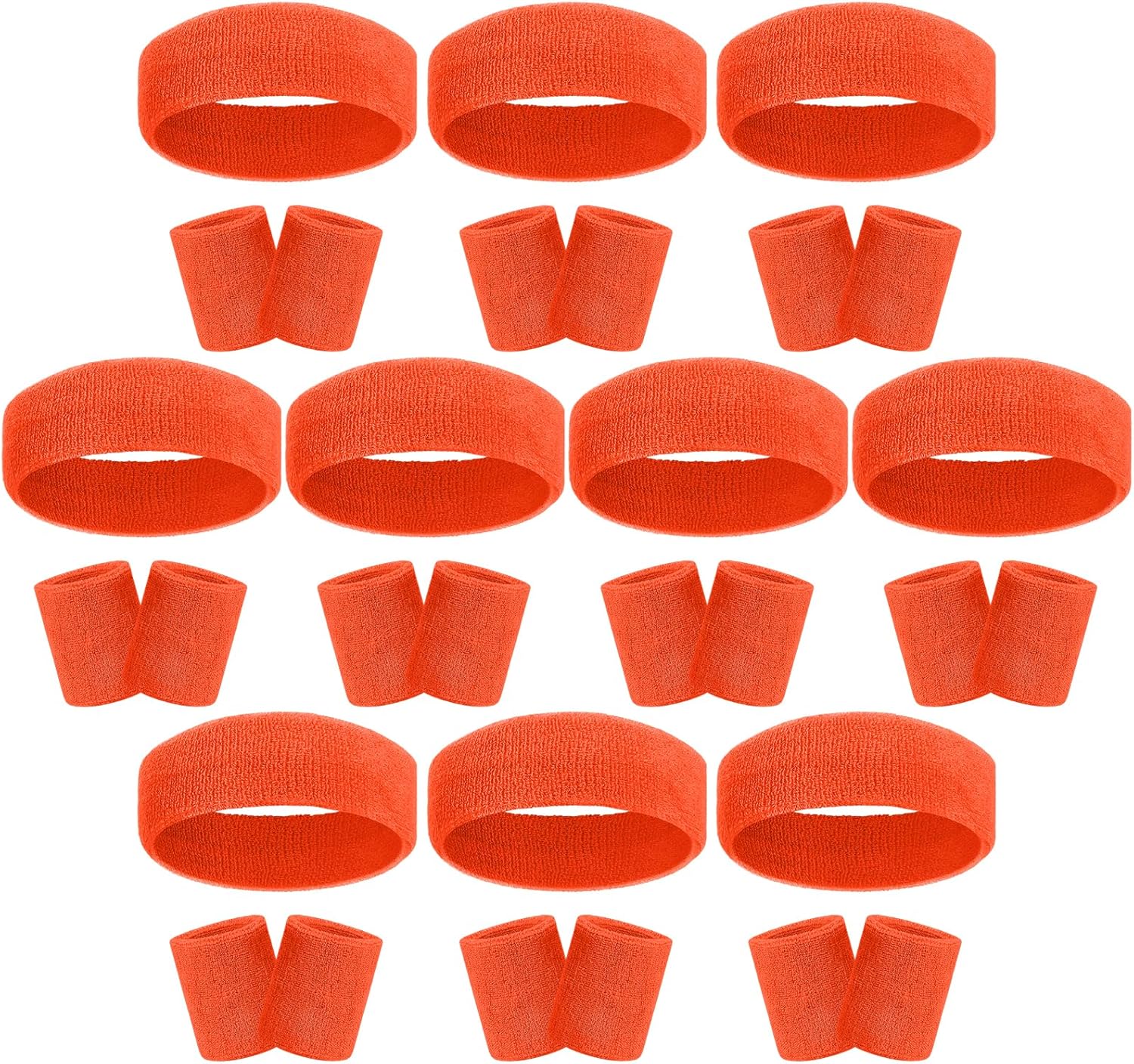 30 Pcs Sweatbands Wristbands Set Absorbent Terry Cloth Headbands Wristbands Neon Color Striped 80s Athletic Sweatbands for Sports Gym Exercise