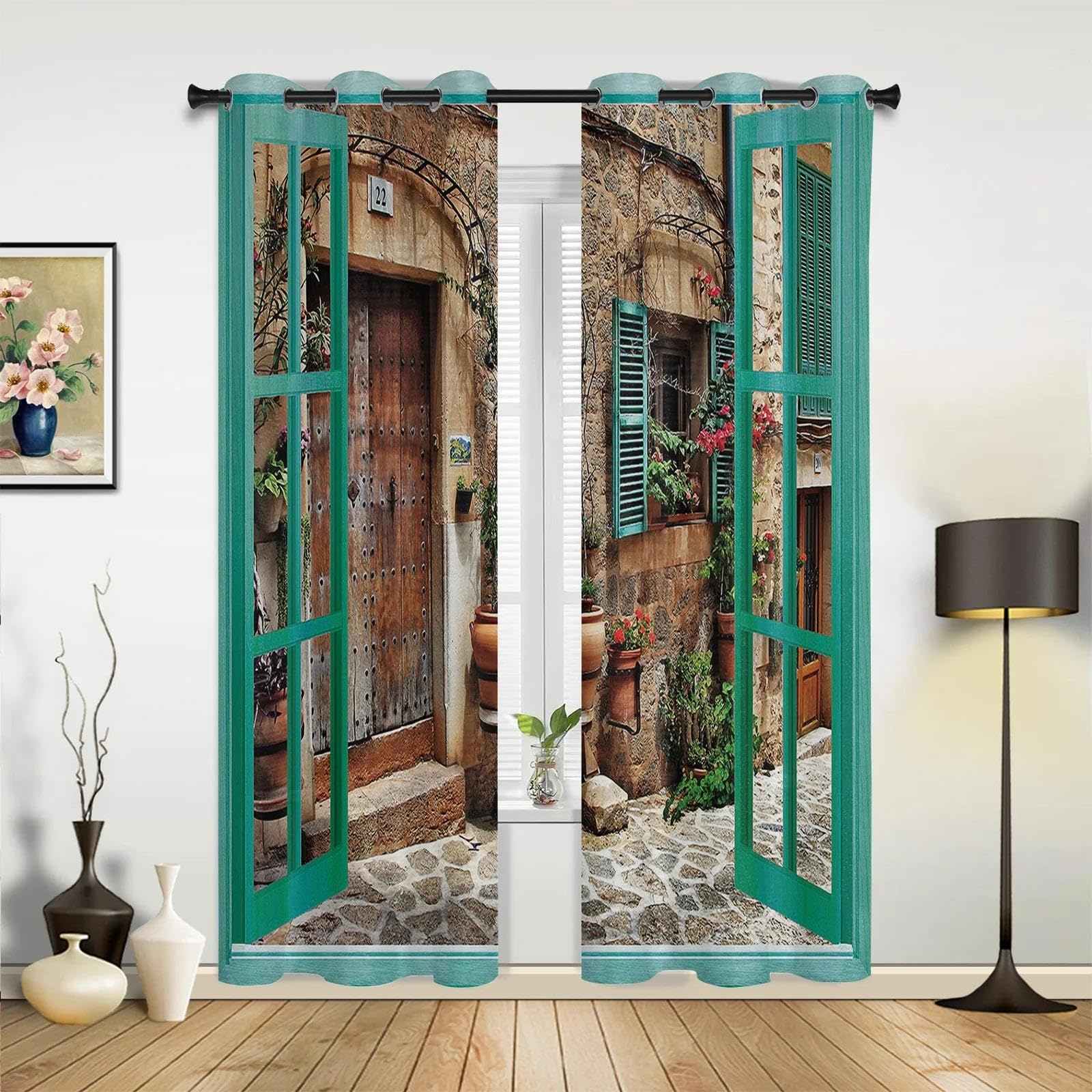 Rideaux de fleurs pour salon et cuisine créant une ambiance printanière douce