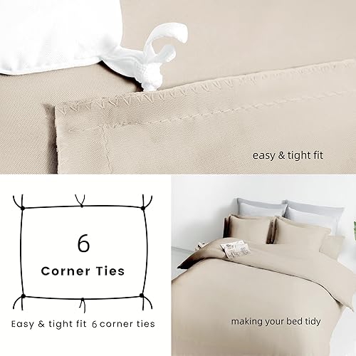 Miniatura 10 de Mohap Juego de funda de edredón con cierre de cremallera, 4 lazos en las esquinas, 2 piezas, ligero, transpirable, tamaño individual, rosa