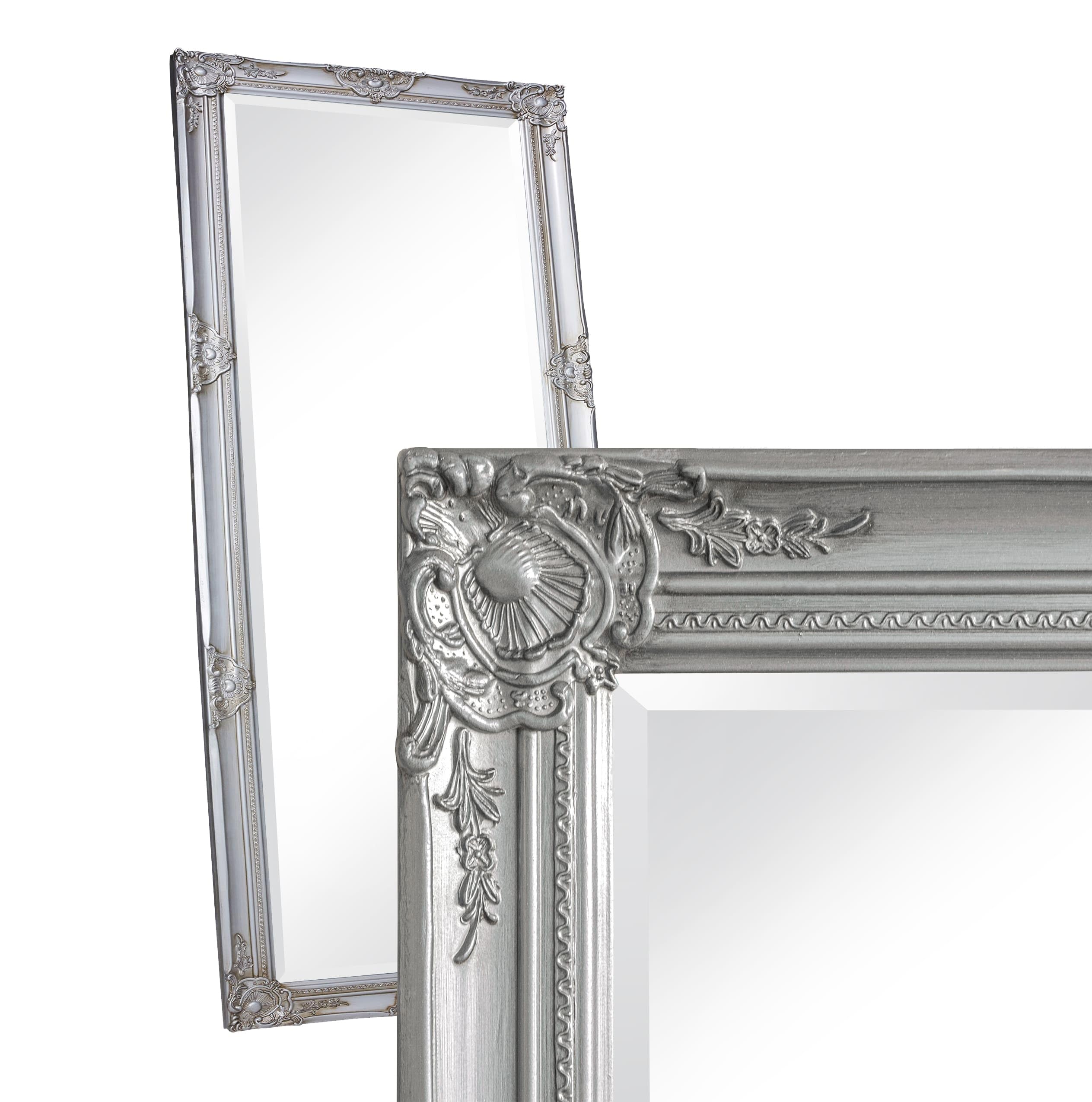 LC Home Wandspiegel Barock Silber ca. 180 x 80 cm Antik-Stil m. Facettenschliff XL Ganzkörperspiegel, Gaderobespiegel, Flurspiegel, Spiegel klassisch