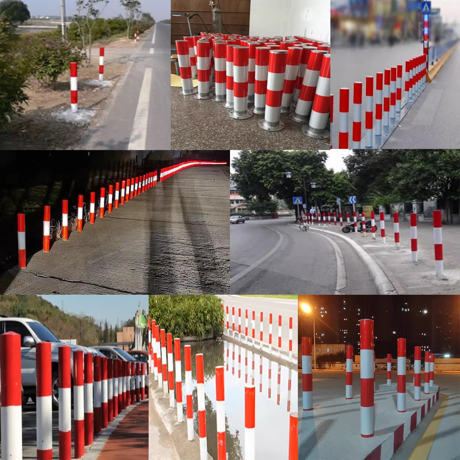 Cônes de signalisation Borne de securite poteau blanc rouge, bornes de stationnement pour le contrôle des foules, poteaux de délimitation du trafic, extérieur barrières de contrôle du trafic ( Color :