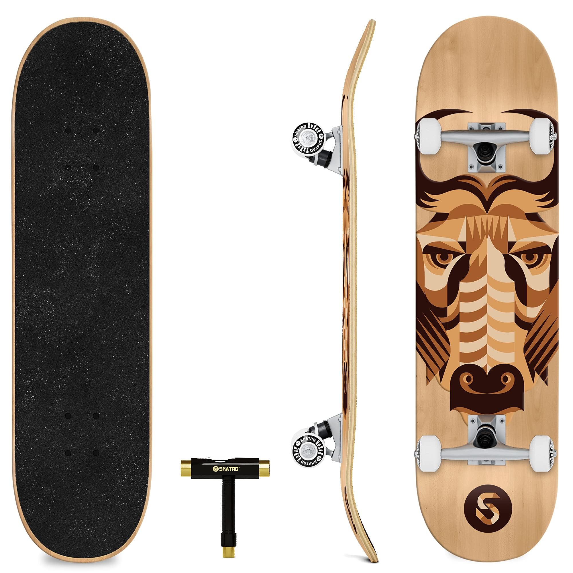 Skatro - Skateboard Professionnel Complet - 78,7 cm pour Adultes, garçons, Filles, débutants et Enfants