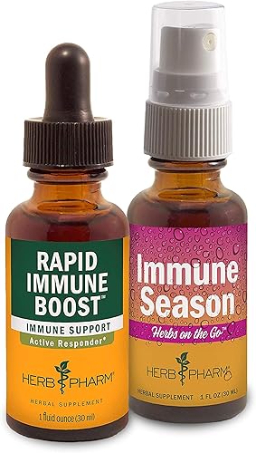 Herb Pharm Kit de refuerzo inmunológico rápido, incluye fórmula herbaria líquida de refuerzo inmunológico, 1 onza y hierbas sobre la marcha: spray