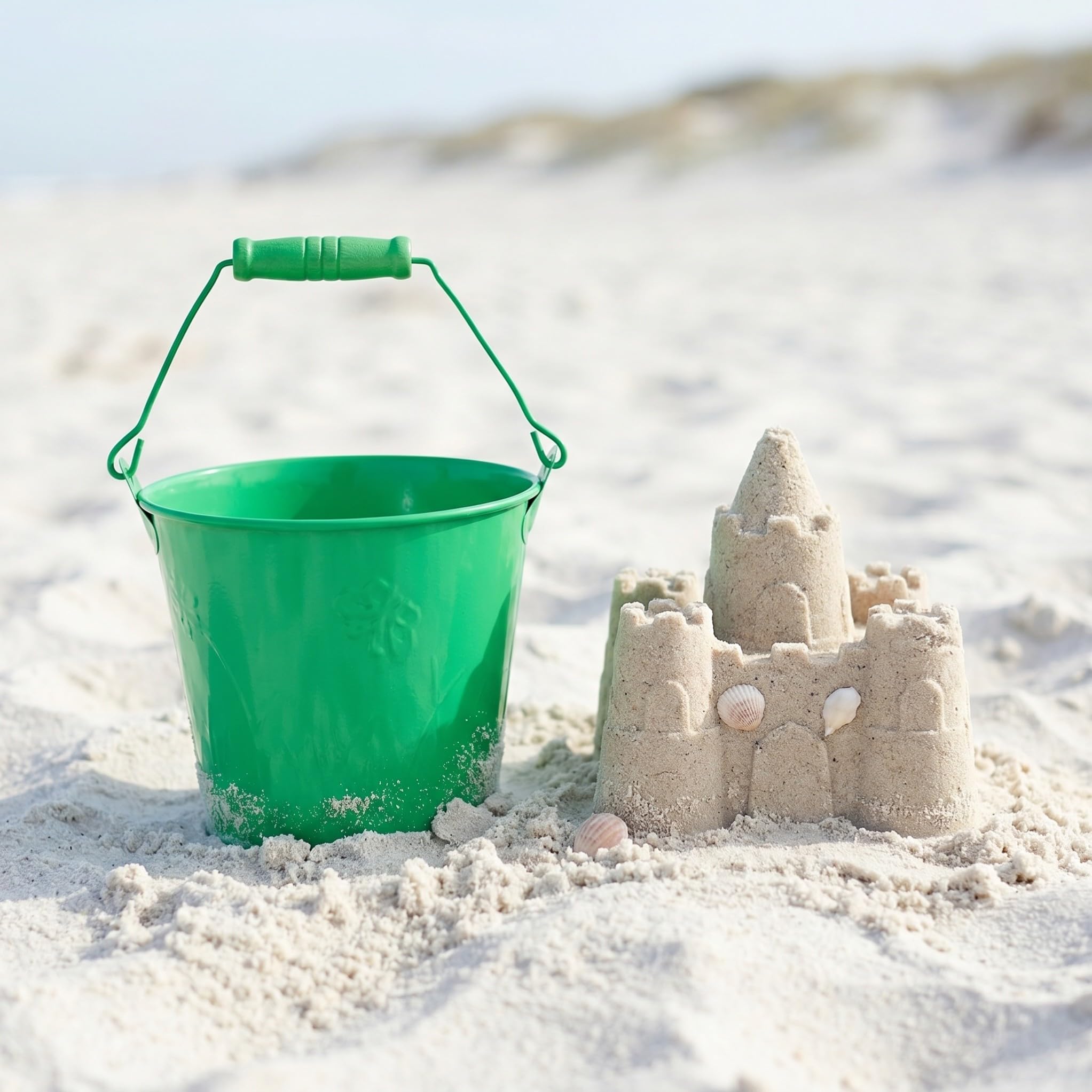 6 Secchiello Spiaggia in Ferro per da Spiaggia Sicuro e Leggero con in Legno Educativo per Asilo e Costruzione Colori Casuali Colore Casuale