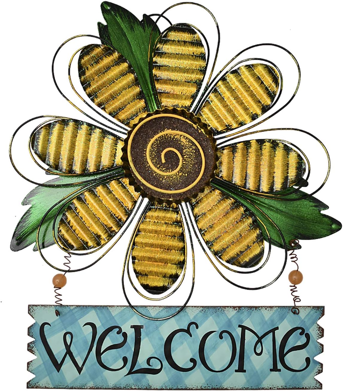 Metal Flower Welcome Signs for Outside Hanging Wall Art Plaque Sign for Front Door Porch Home Decor