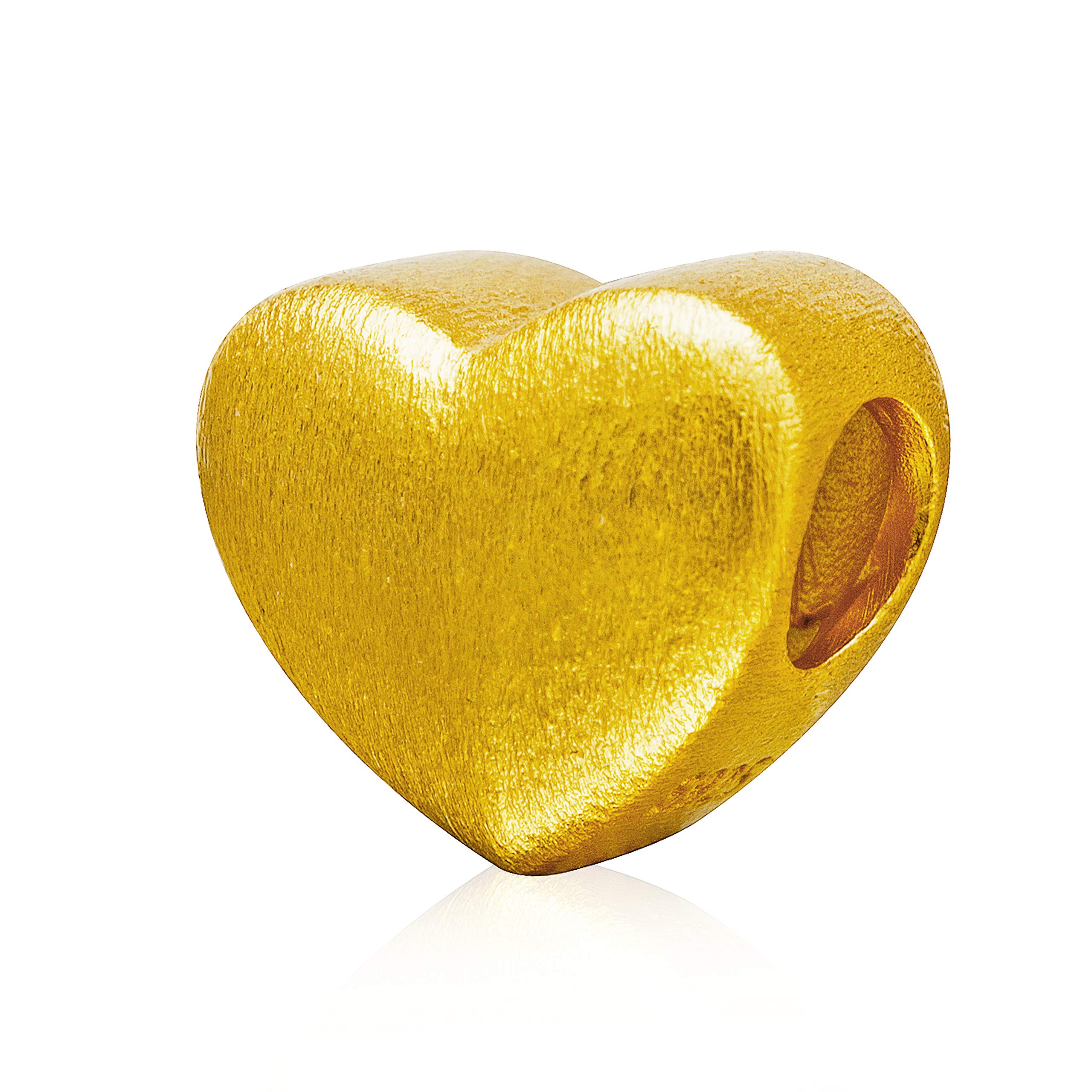 SOUKISSGold Plated Sterling Silver Frosted Five-Pointed Star Heart Charms Fits European Bracelet (Heart)