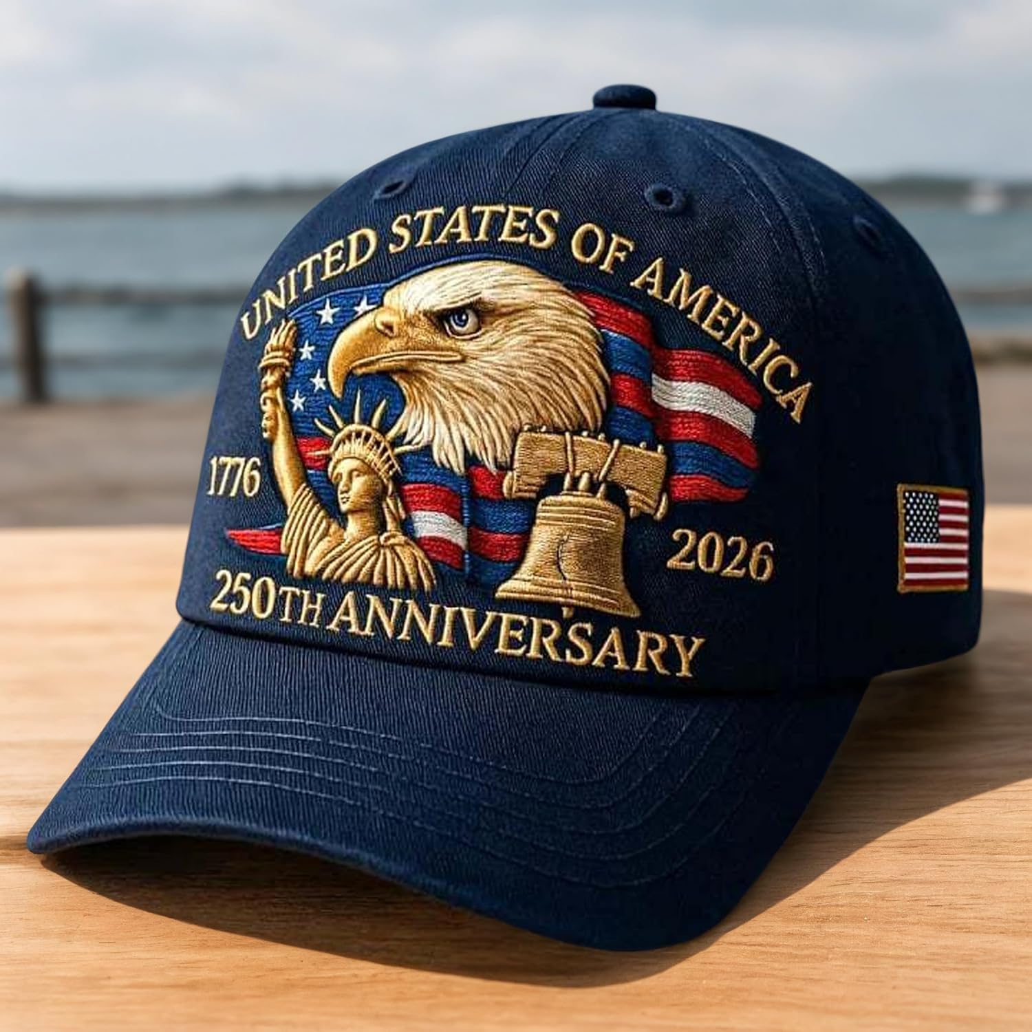USA 250th Anniversary Embroidered Hat, Adjustable Washed Hat,for Men Women Gifts Dark Blue - Image 2