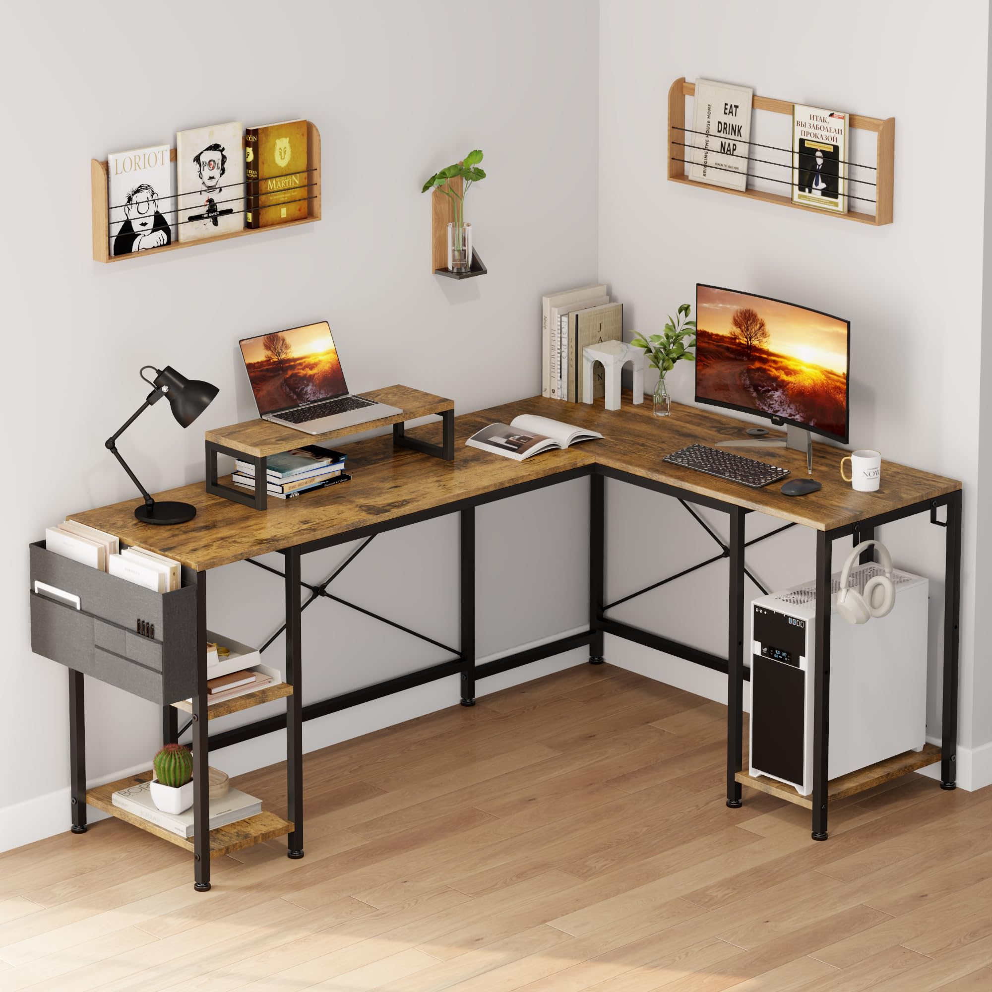 Computer Desk Reverse L Snapklik.com : Lulive L Shaped Desk, 80