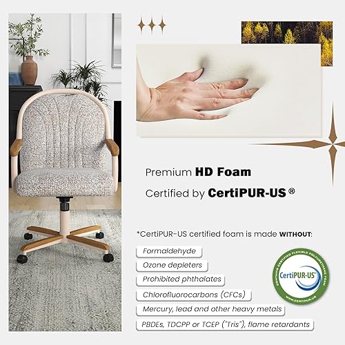 Miniatura 5 de Chromcraft Douglas - Juego de 4 sillas de comedor informales, sillas de comedor clásicas giratorias con ruedas, brazo de madera con base de metal