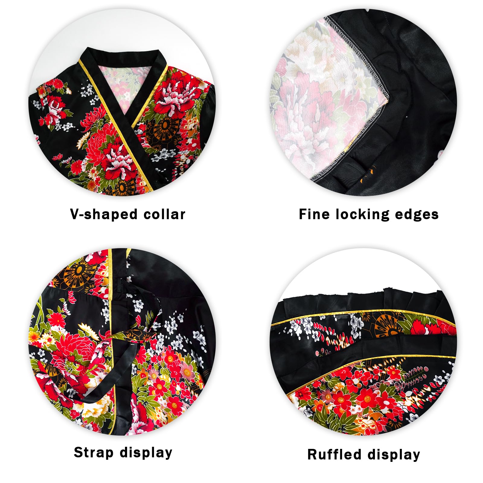 Kimono Japonais Femme Court,Yukata Imprimé Floral avec Accessoires | Kimono Été, Taille Unique, Ensemble avec Éventail, Maske, Cheveux, Coffret Cadeau, Ideal pour Carnaval, Fête, Anime-Con