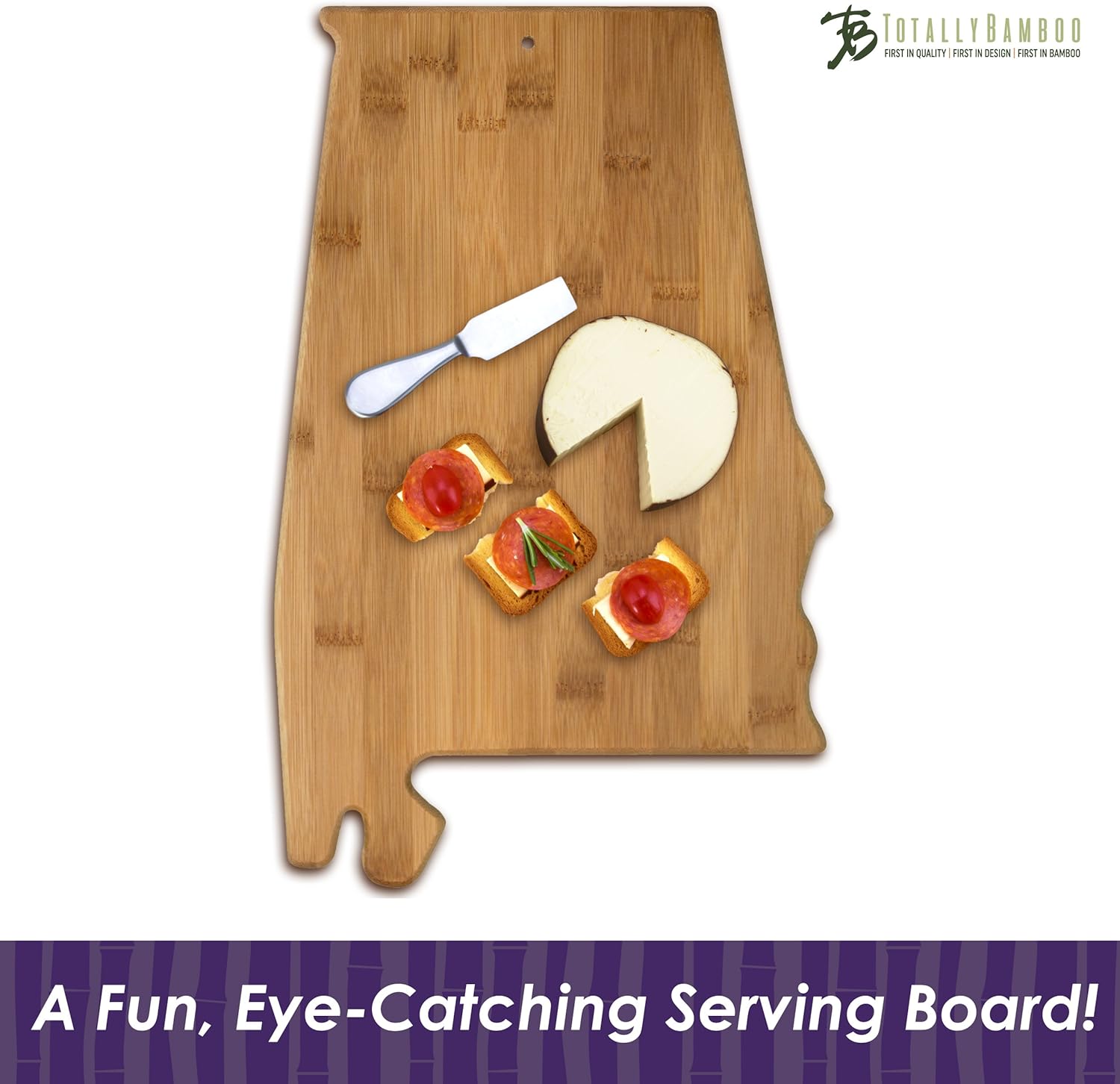 Totally Bamboo Alabama State Shaped Bamboo Serving and Cutting Board - Image 2