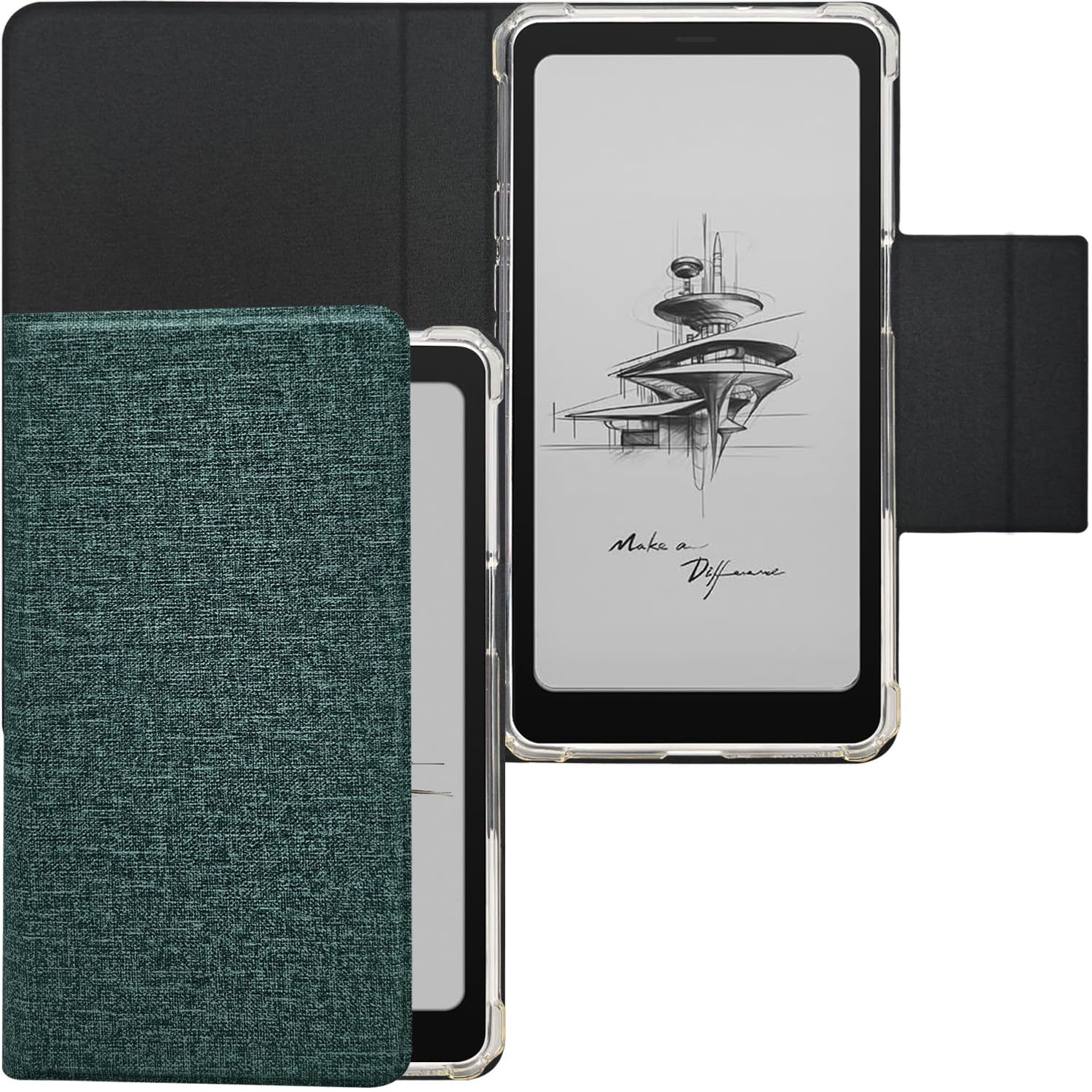 2in1 Magnetic Detachable Flip Case for Onyx Boox Palma2 (2024 Released) TPU Transparent Cover with Auto Sleep/Wake, Magnetic Closure Buckle (Cloth Sage Green)