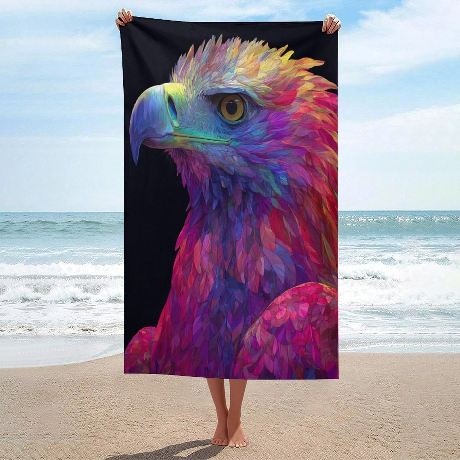 LSRCPD Colorful Philippine Eagle Beach Towel Sand Free Microfiber Large Shower Towels Multipurpose Absorbent for Bathroom Pool 130x80 CM