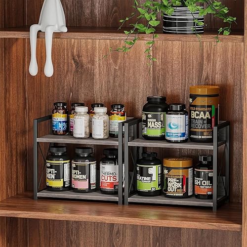 Miniatura 3 de Giikin Organizador de estante de encimera, organizador de especias de cocina de 2 niveles para encimera, organizador de estante de madera para