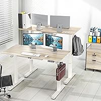 Vista 101 de SHW - Escritorio de pie eléctrico de altura regulable con memoria - 48 x 24 pulgadas, marrón rústico