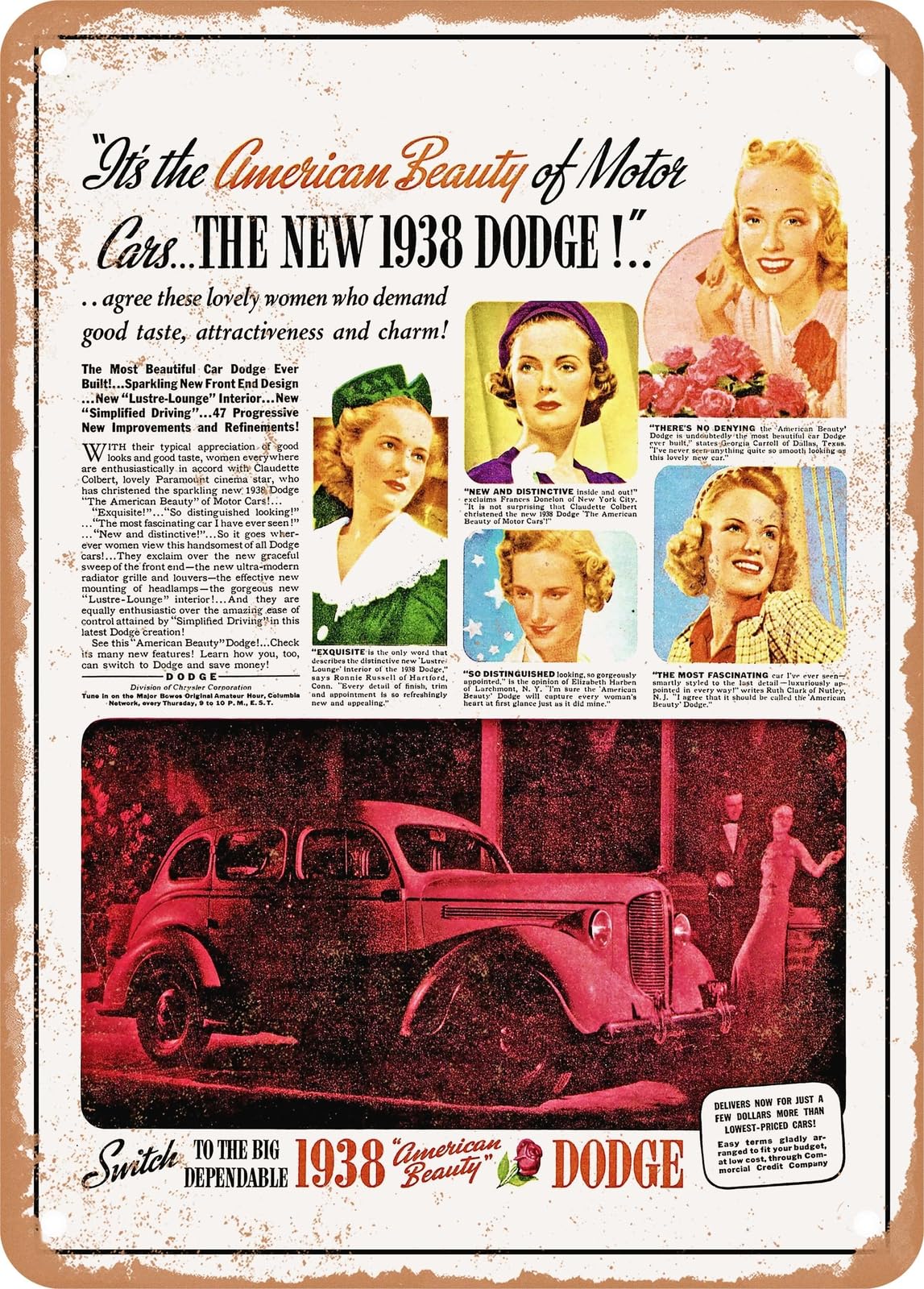 METAL SIGN - 1938 Dodge Touring Sedan the American Beauty Vintage Ad home decor