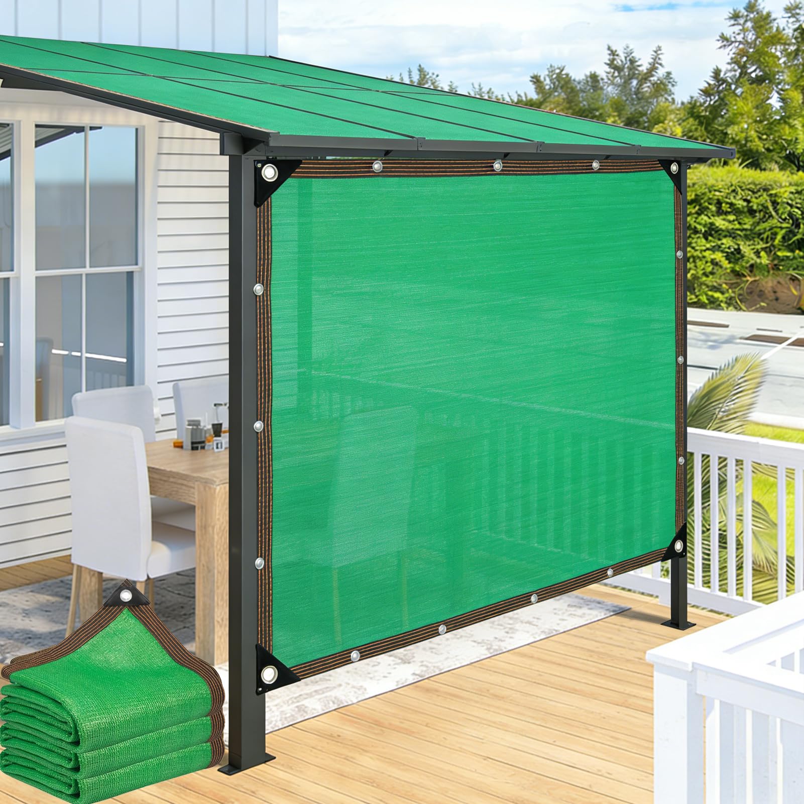 CAQXAQP Green Shade Netting 3mx9m Rectangular, 90% UV Block Sun Shade Cloth with Grommets, HDPE Breathable Outdoor Canopy for Garden, Patio, Pool, Playground, Carport