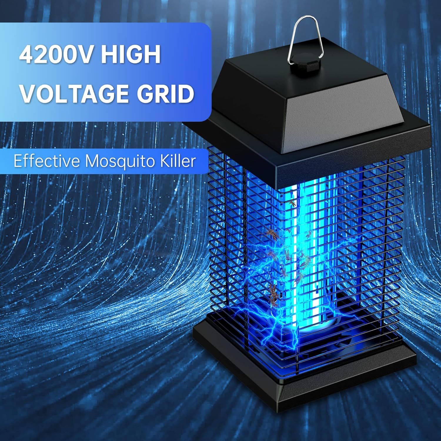 Electric Mosquito Zappers Killer, Waterproof Insect Fly Trap,Electronic Light Bulb Lamp for Outdoor and Indoor,Outdoor Bug Zapper (Metal+Plastic)