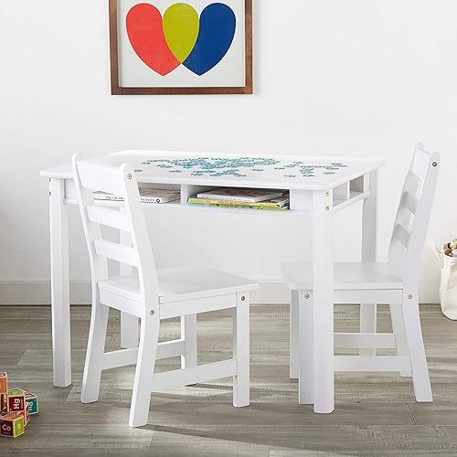 Miniatura 6 de Lipper International  Juego de 2 sillas y mesa rectangular para niños color avellana Madera Blanco