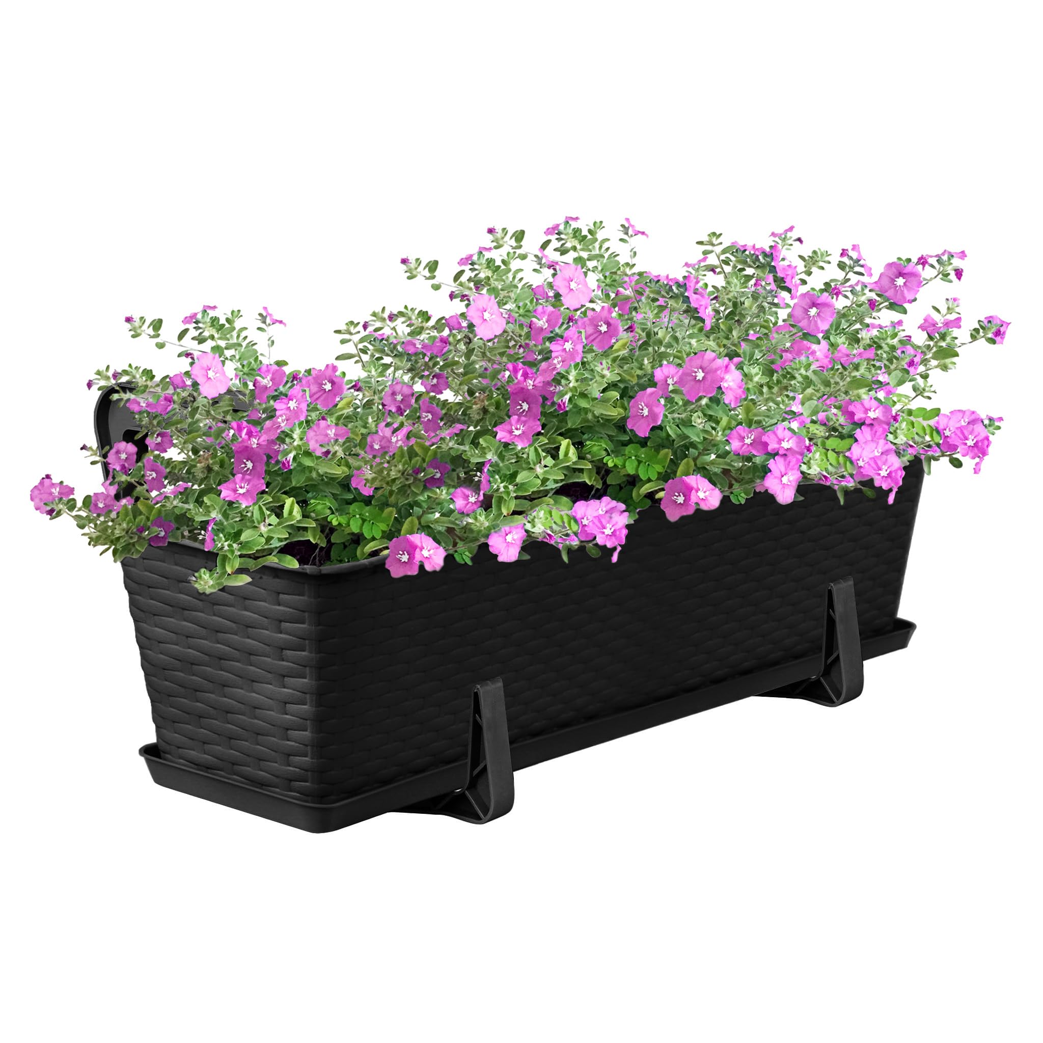 OMAGO® Jardinières de Balcon 60 cm, Lot de 4 Pots Anthracite, bacs à Fleurs en Plastique résistants aux intempéries